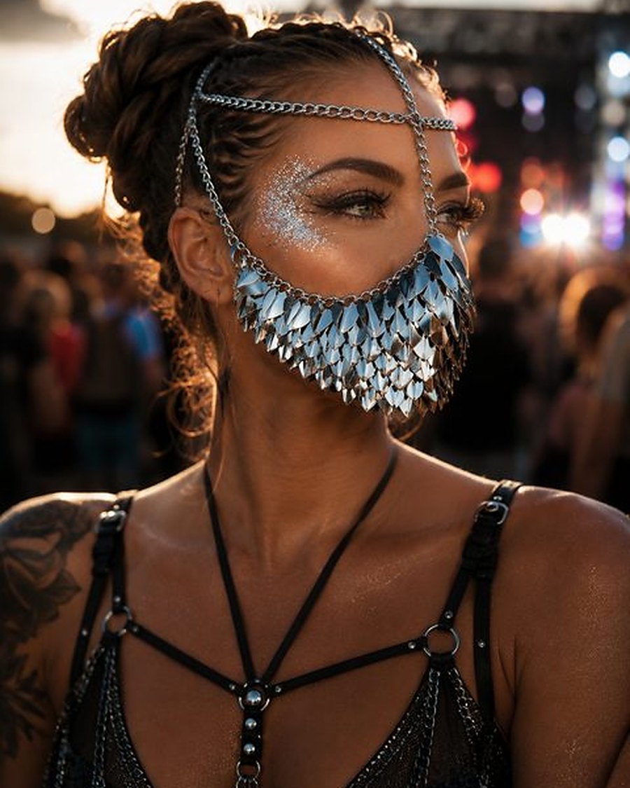 Masque Visage Écailles Argent